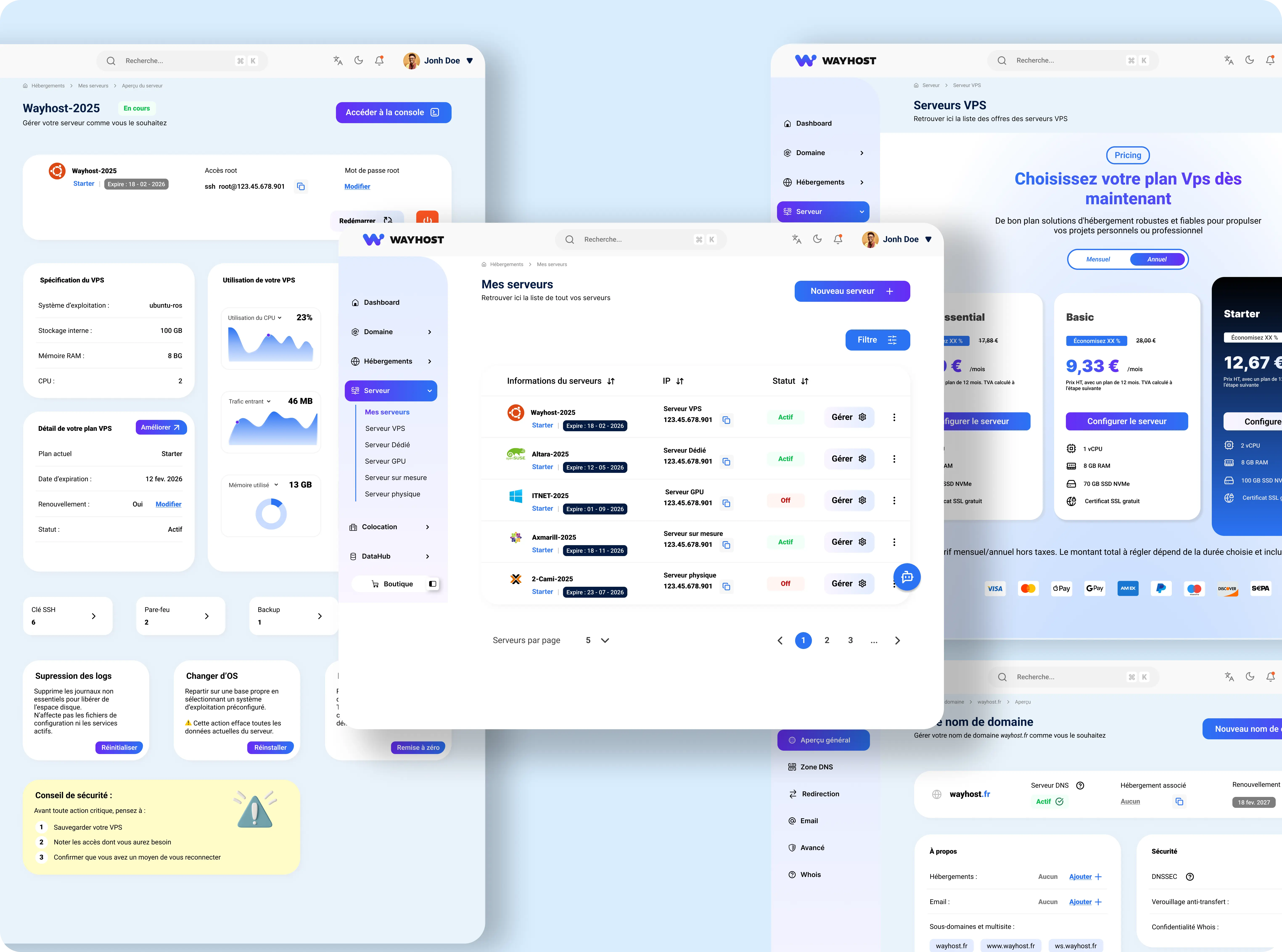 Wayhost — The client dashboard (User/Admin)